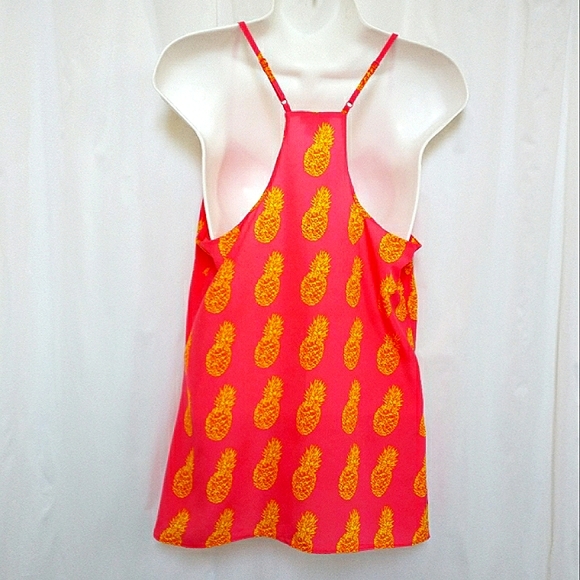 J. Crew Racer-Back Polyester Pineapple Tank Top Size 6 - Picture 2 of 4